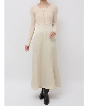 ボタンニットドッキングナローワンピース