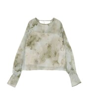 マーブライズドシアープリントブラウス