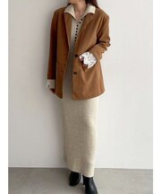 レーススリーブネップリブニットワンピース