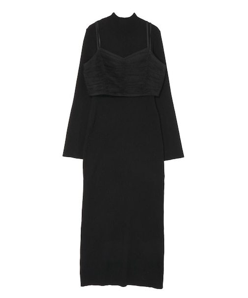 チュールビスチェセットニットワンピース