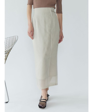 サテンパイピングシアーIラインスカート