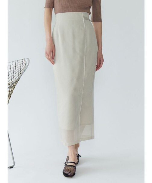サテンパイピングシアーIラインスカート