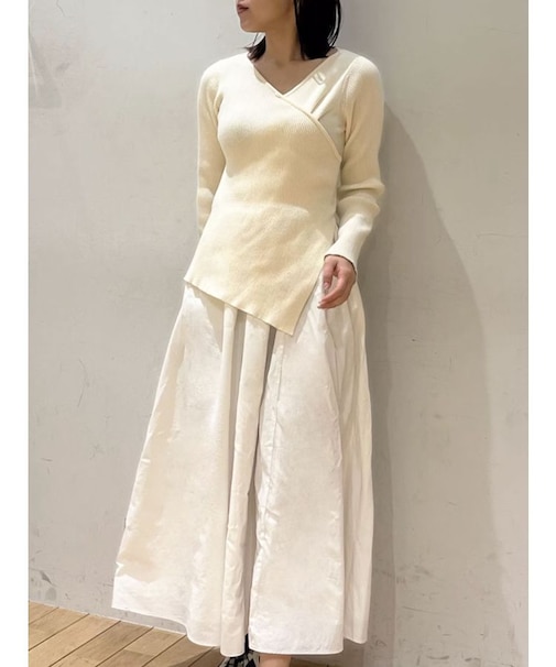 アシンメトリーニットドッキングワンピース