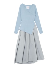 アシンメトリーニットドッキングワンピース