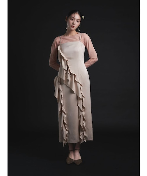 LADYアシンメトリーフリルキャミドレス