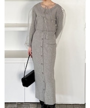 チュールカーデセットニットワンピース