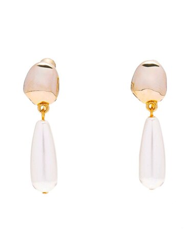 LADYフェイクパールメタルフレームイヤリング