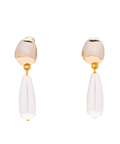 LADYフェイクパールメタルフレームイヤリング