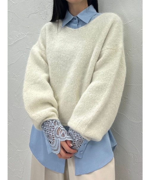 アルパカシャギーニットプルオーバー