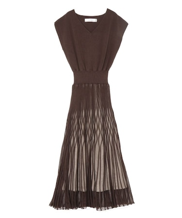 シアーパターンニットワンピース