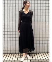 オープンワークパターンニットワンピース