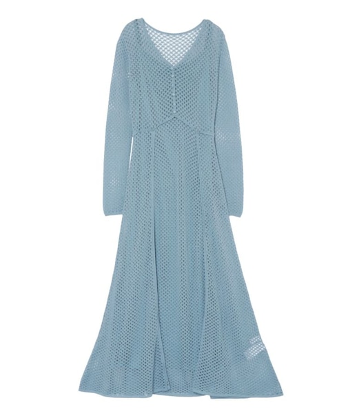 オープンワークパターンニットワンピース