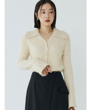 ヘアリーカラーカーデニットプルオーバー