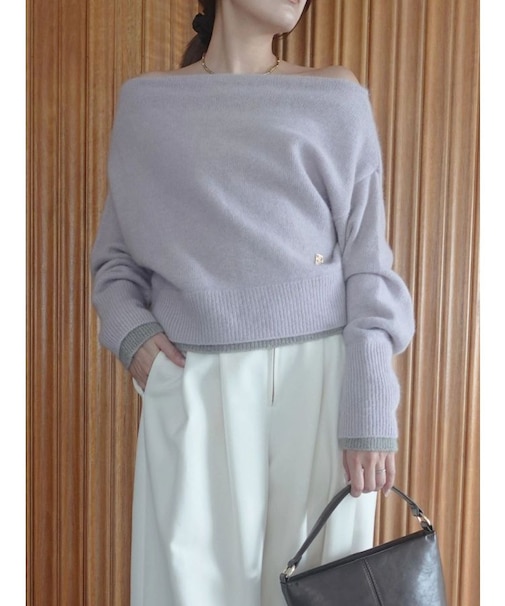 フォックスブレンドオフショルニットプルオーバー