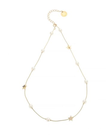 LADYフェイクパールスターミックスネックレス