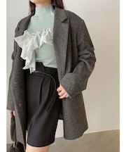 バイカラーラッフルニットプルオーバー