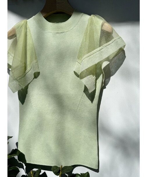 ハンカチーフスリーブニットプルオーバー