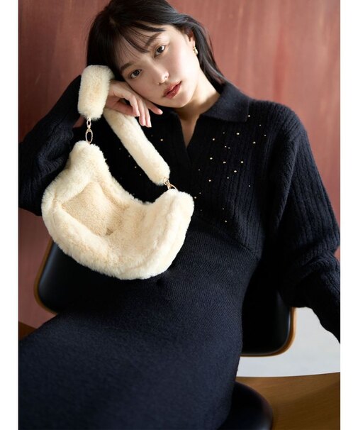 ハーフムーンファーバッグ