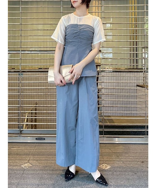 LADYギャザーペプラムパンツドレス
