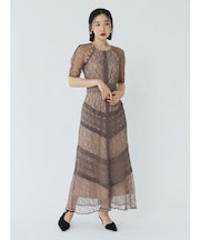【復刻】LADYショルダーギャザーレースマキシワンピース