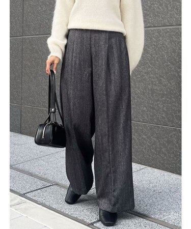 ヘリンボーンツイードベルトパンツ