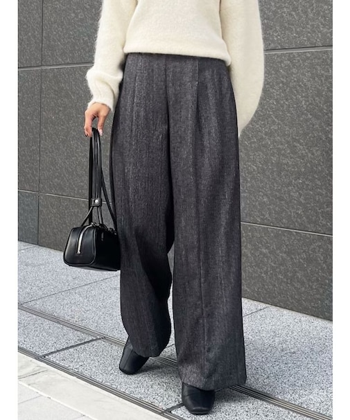 ヘリンボーンツイードベルトパンツ