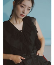 メッシュフリルノースリニットプルオーバー