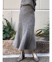 アルパカシャギーニットナローフレアスカート