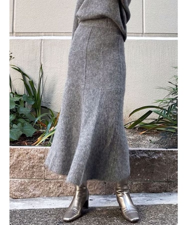アルパカシャギーニットナローフレアスカート