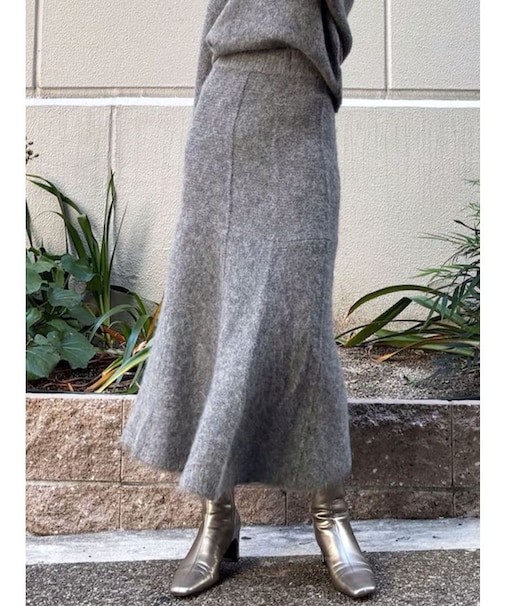 アルパカシャギーニットナローフレアスカート