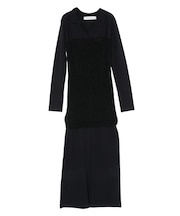 ベロアライクレイヤードニットワンピース