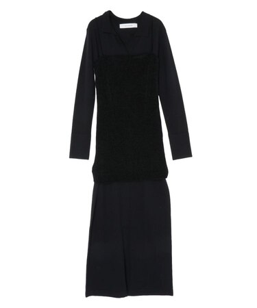 ベロアライクレイヤードニットワンピース