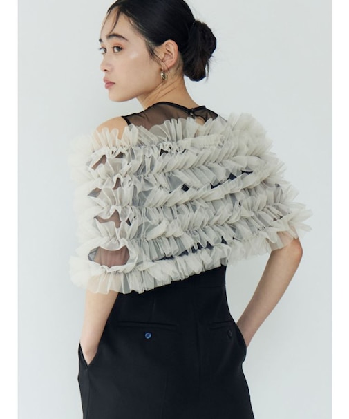 LADYチュールオフショルパンツドレス