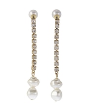 LADYフェイクパールビジューチェーンピアス