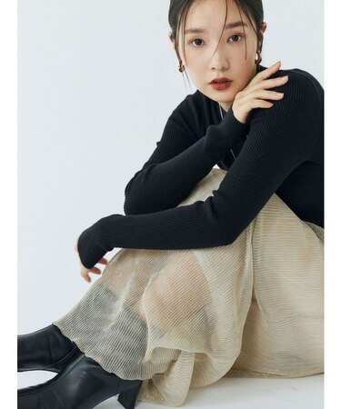 シアーラメプリーツIラインスカート