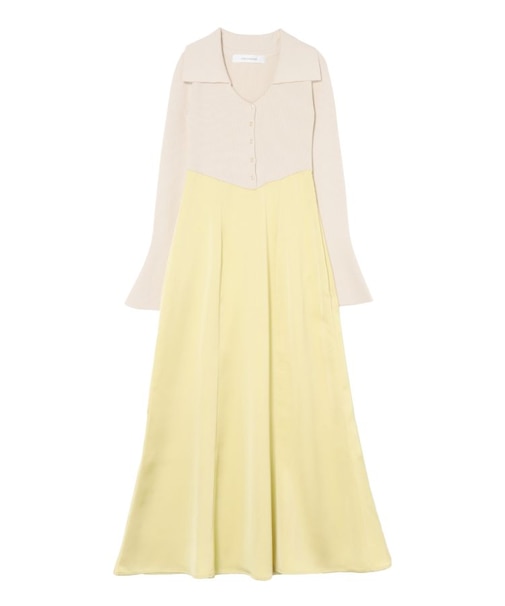 カラーニットドッキングナローワンピース