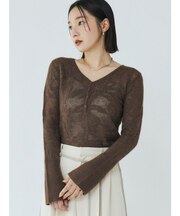 ヘアリージャガードニットプルオーバー