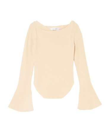 アシンメトリードレープフレアスリーブニット