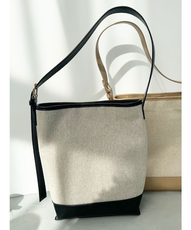 キャンバスコンビバケットバッグ