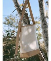 キャンバスコンビバケットバッグ