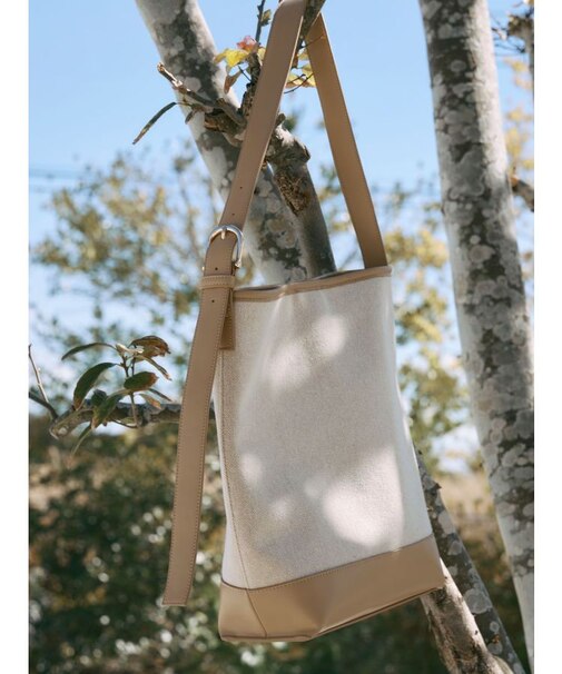 キャンバスコンビバケットバッグ