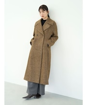 ウエストタックウールブレンドツイードコート