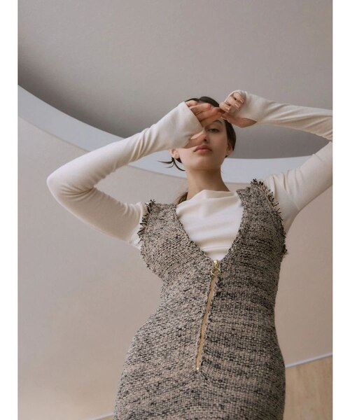 ニットツイードフリンジジャンパースカート｜ラグナムーンの通販