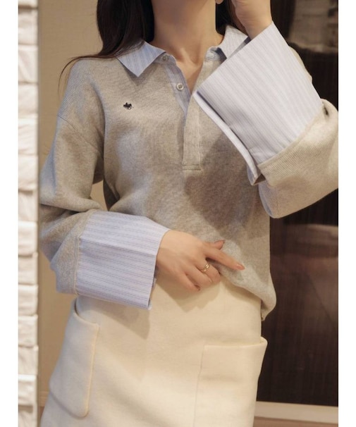 【POLO BCSコラボ】シャツカラーカフスニットプルオーバー