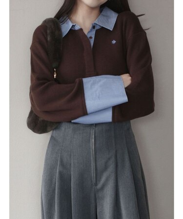 【POLO BCSコラボ】シャツカラーカフスニットプルオーバー