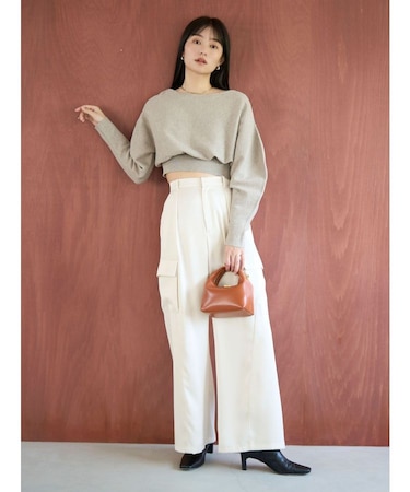 サテンカーゴワイドパンツ