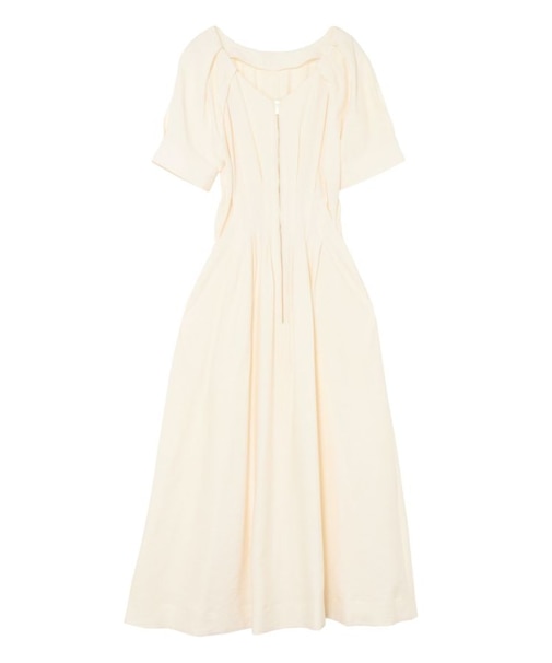 フロントZIPウエストタックワンピース