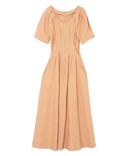 フロントZIPウエストタックワンピース