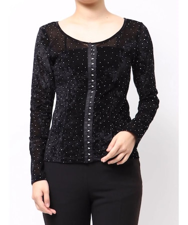 2WAYシアーベロアホックデザイントップス