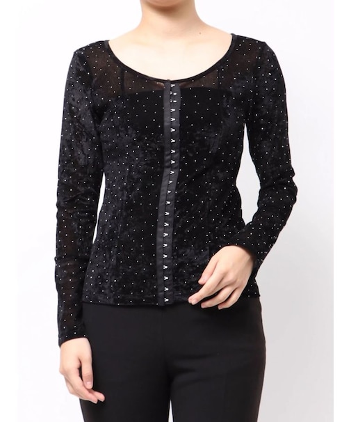 2WAYシアーベロアホックデザイントップス